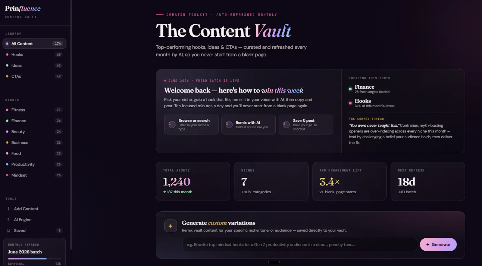 The Content Vault — Prinfluence screenshot 3