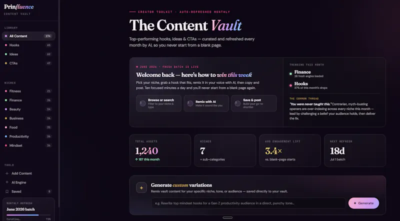 The Content Vault — Prinfluence screenshot 3