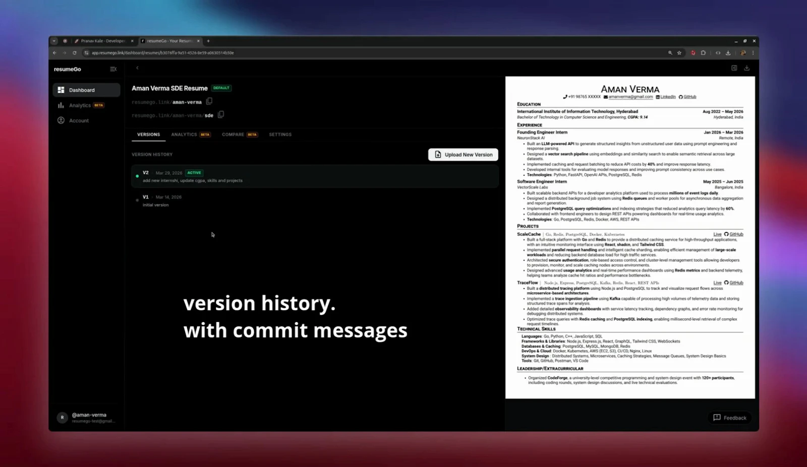 resumeGo screenshot 2