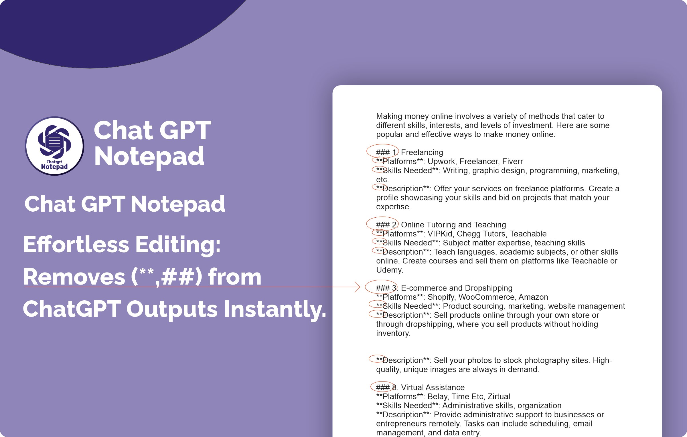 startuptile ChatGPT Notepad -Edit less create more perfectly format GPT content