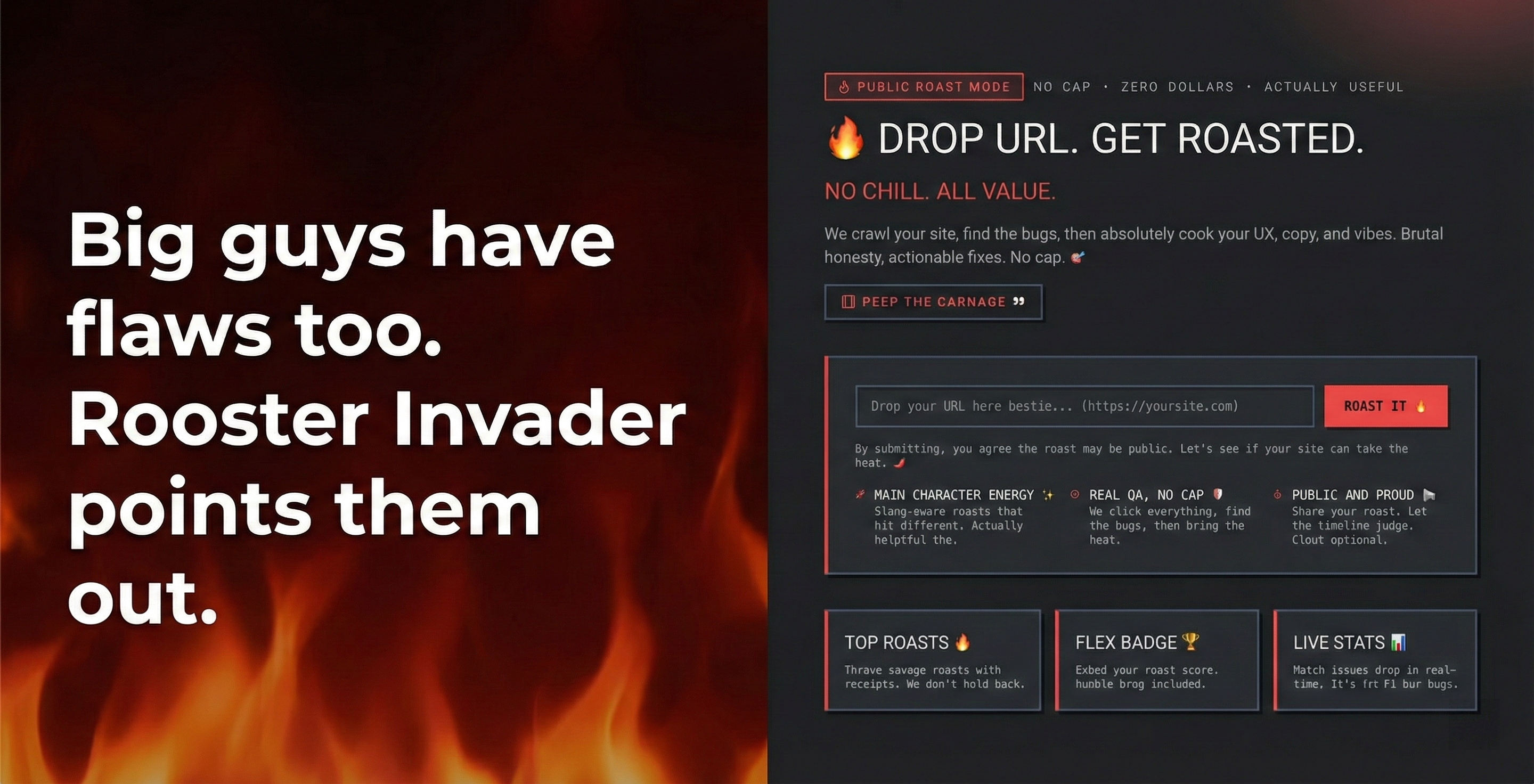 Roast My Web - Main product screenshot demonstrating key features and user interface