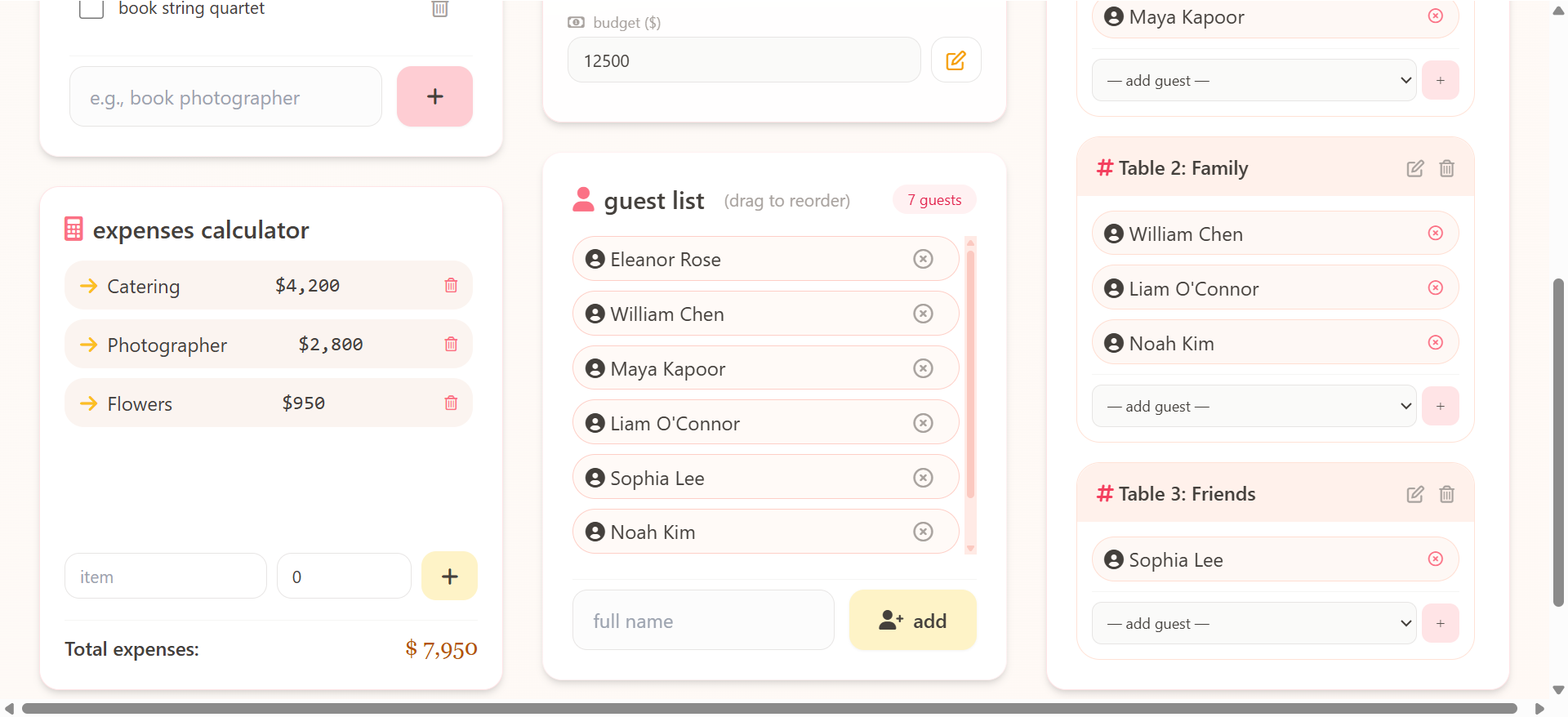 Wedding and Event Planner - Screenshot 3 showing product features and functionality