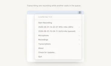 LocalScribe. Transcribe locally on Mac. gallery image