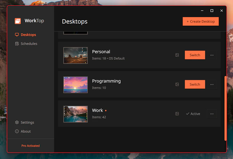 WorkTop screenshot 2