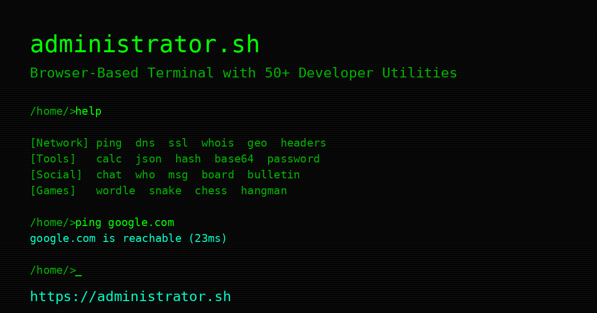 administrator.sh - Main product screenshot demonstrating key features and user interface