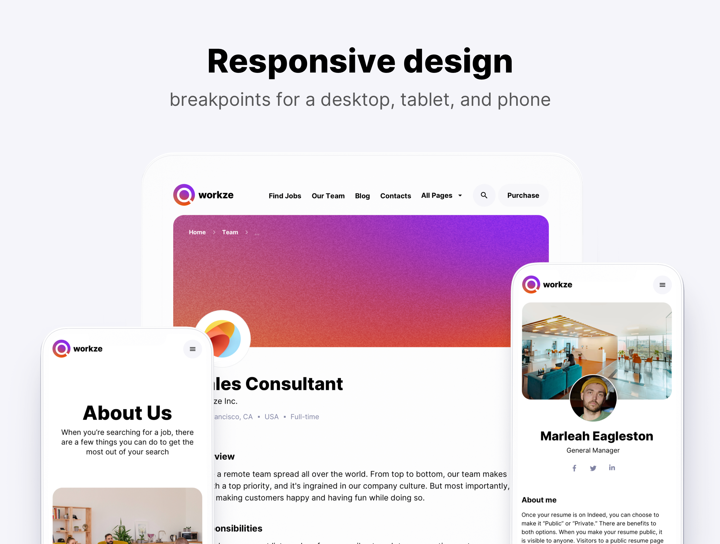 Modèle du Workze Job Board pour Framer media 3