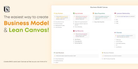 Business Model & Lean Canvas for Notion gallery image