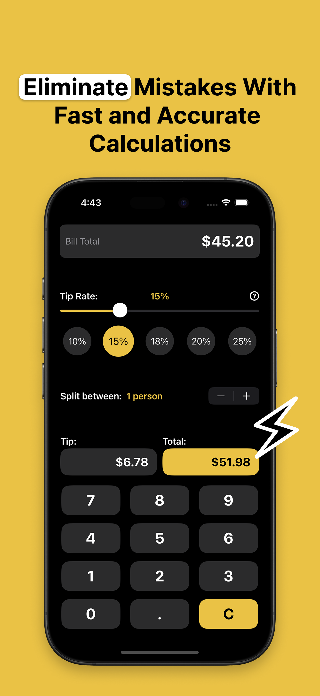 Mídia 1 de Tipzap - Calculadora de dicas com sugestões regionais de gorjeta