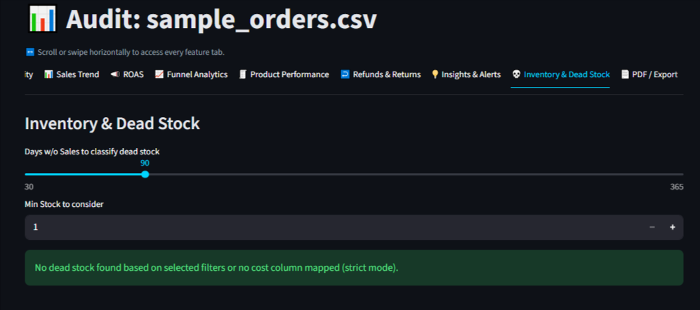 Ecom Profit Audit - Screenshot 3 showing product features and functionality