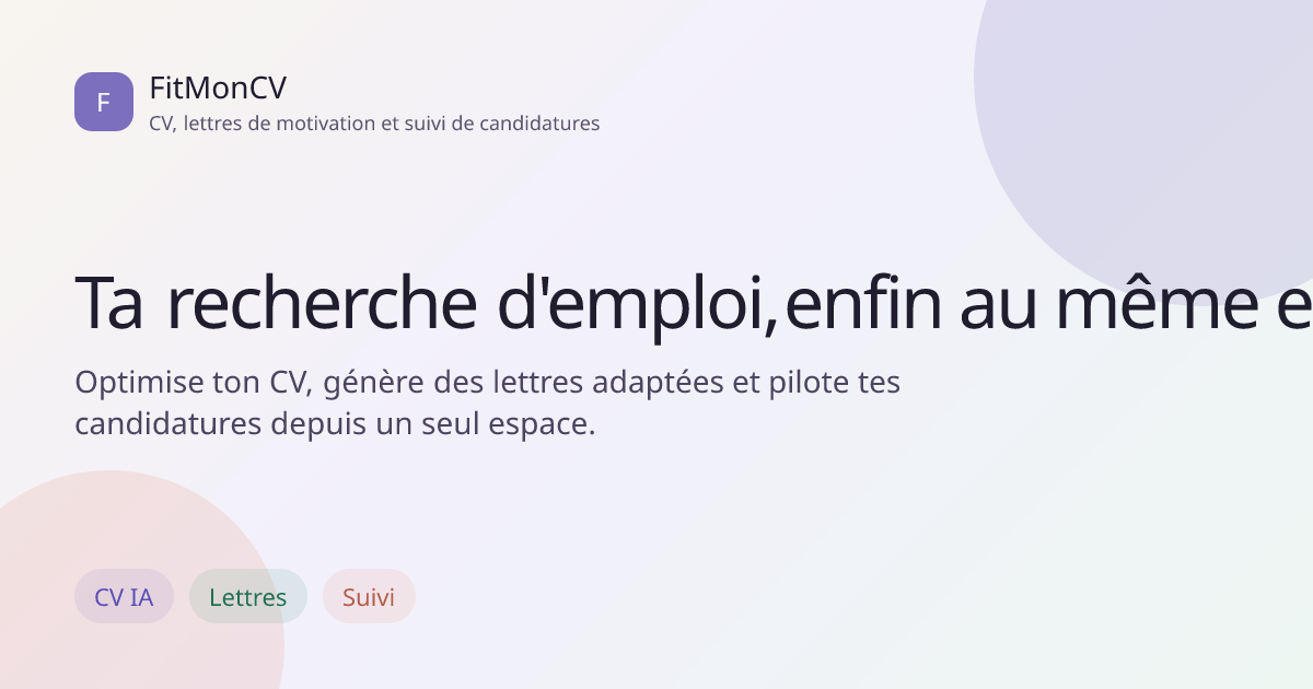 FitMonCV - Main product screenshot demonstrating key features and user interface