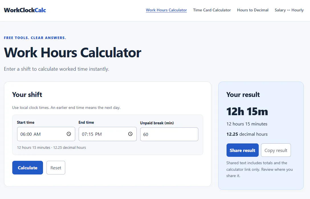 WorkClockCalc gallery image