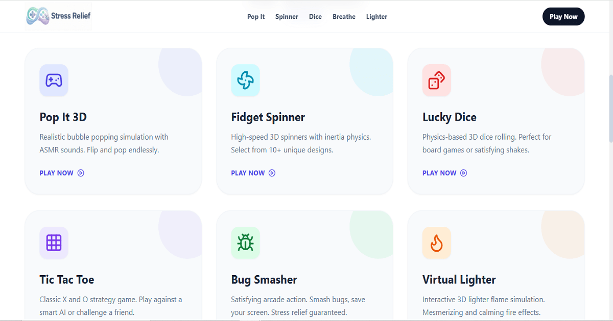 Stress Relief Games - Main product screenshot demonstrating key features and user interface