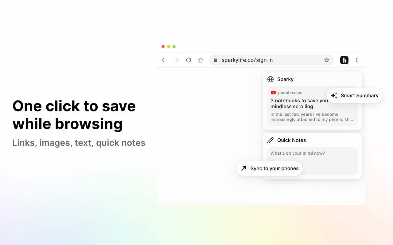 Média Sparky pour Chrome - Capture facile pendant la navigation.Synchronisé de manière transparente avec vous iPhone. 1