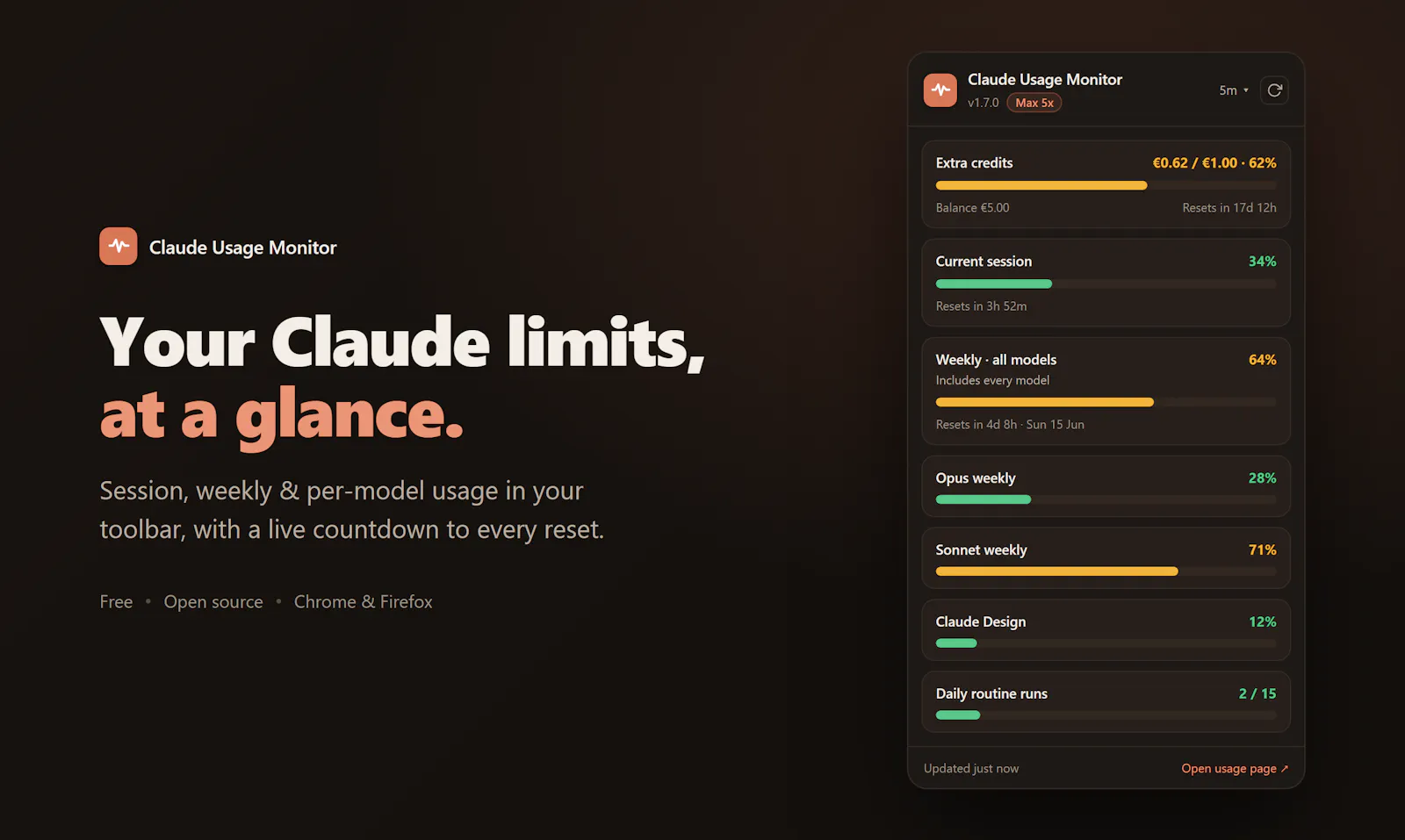 Claude Usage Monitor screenshot 1