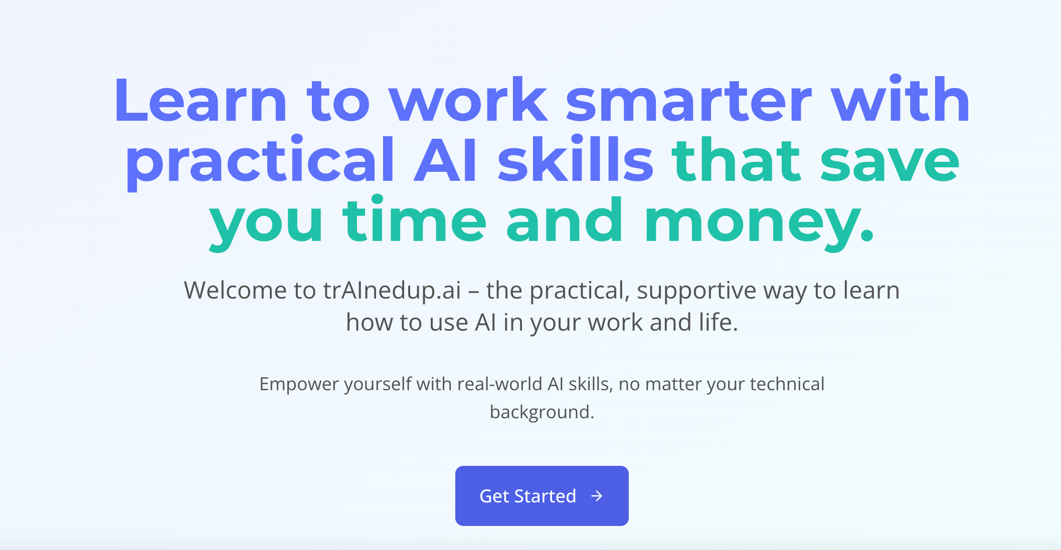 trAIned up - Main product screenshot demonstrating key features and user interface