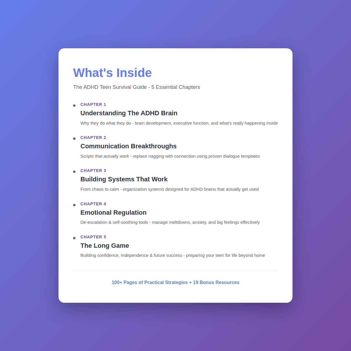 The ADHD Teen Survival Guide - Main product screenshot demonstrating key features and user interface