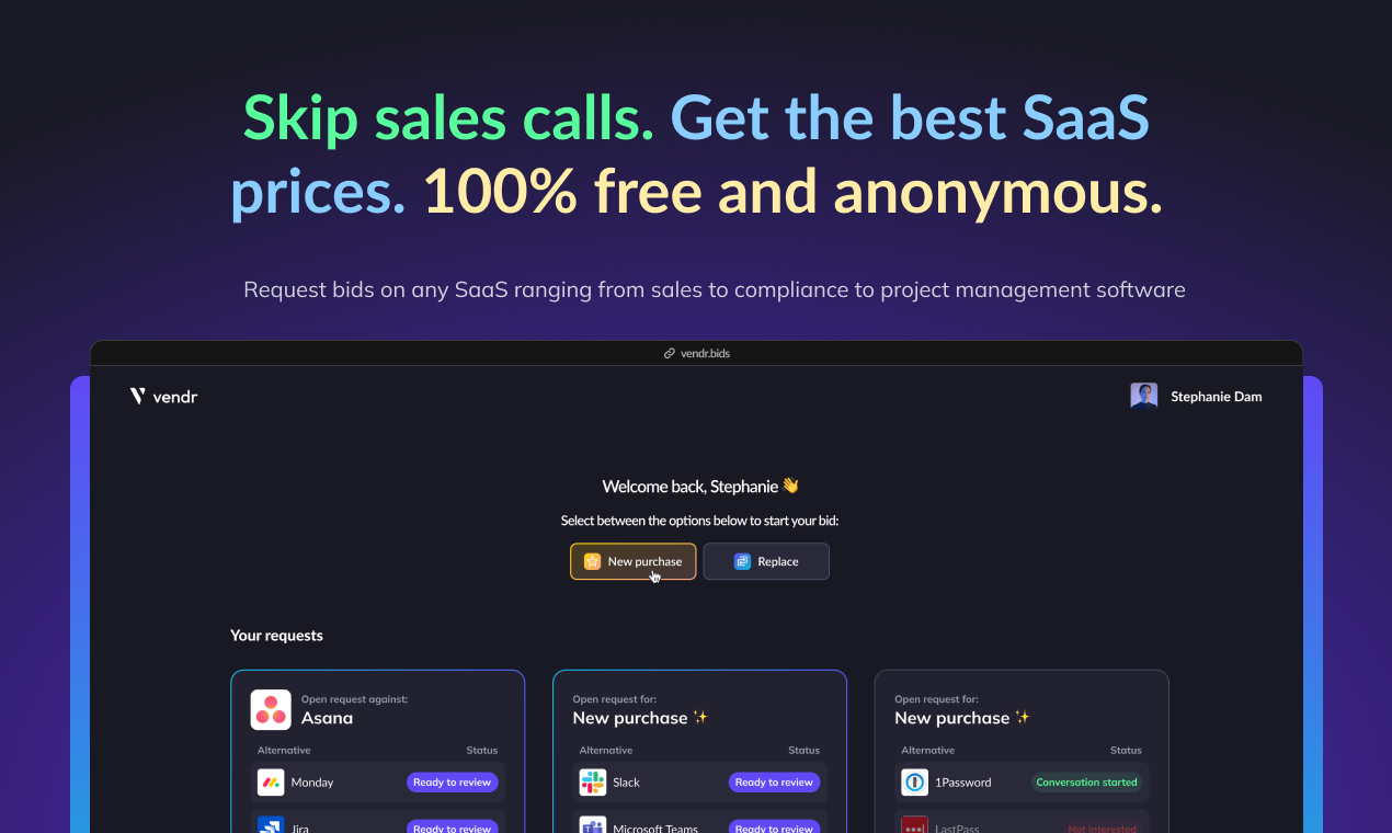 startuptile Vendr Bids-Get bids on any SaaS in 24 hours — 100% free and anonymous
