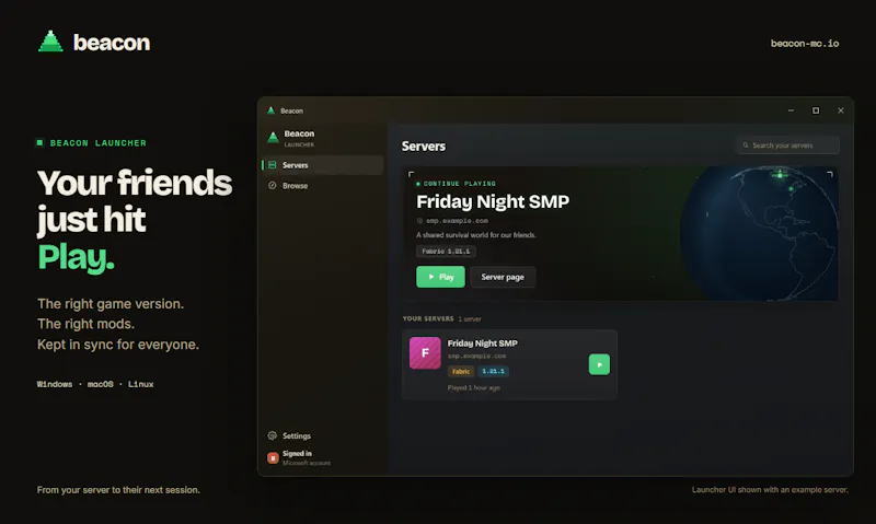 Self-hosted Minecraft - beacon-mc.io screenshot 1