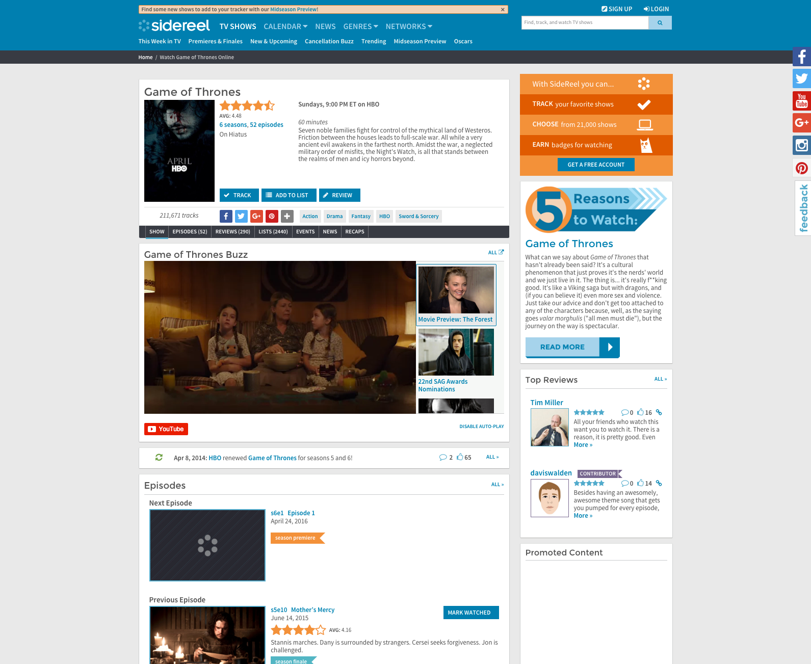 SideReel (Responsive Relaunch)  gallery image