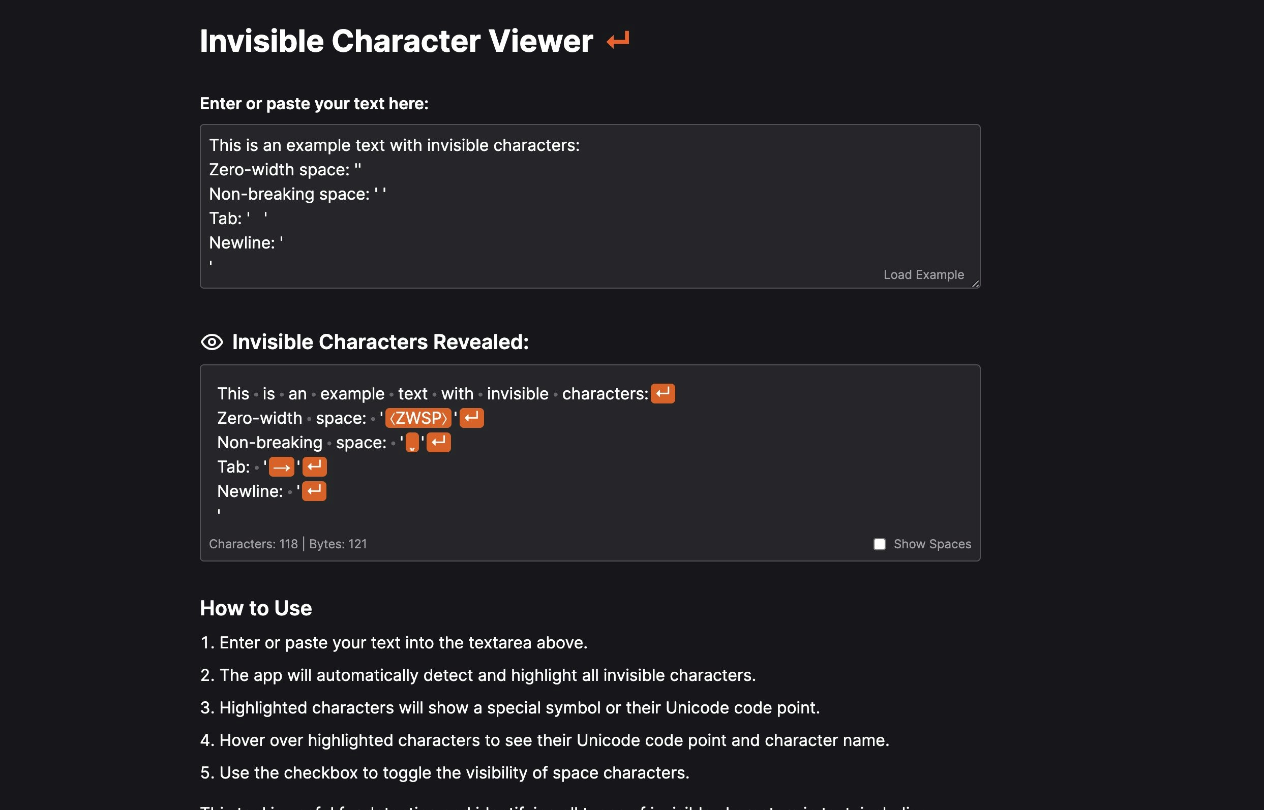 Onzichtbare tekenviewer - Detecteren en identificeren van verborgen unicode in tekstreeksen media 2