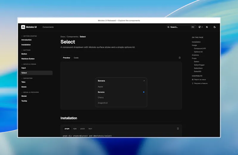 Motoko UI screenshot 4