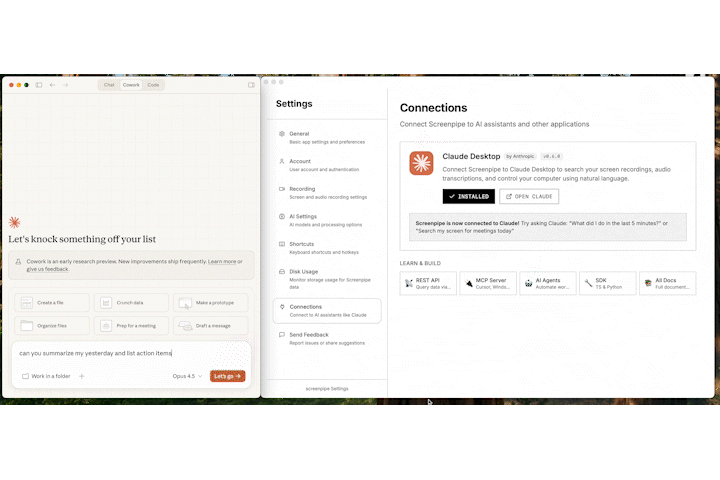 screenpipe - Screenshot 3 showing product features and functionality
