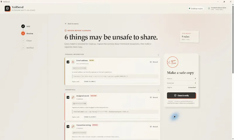 VeilSend screenshot 1