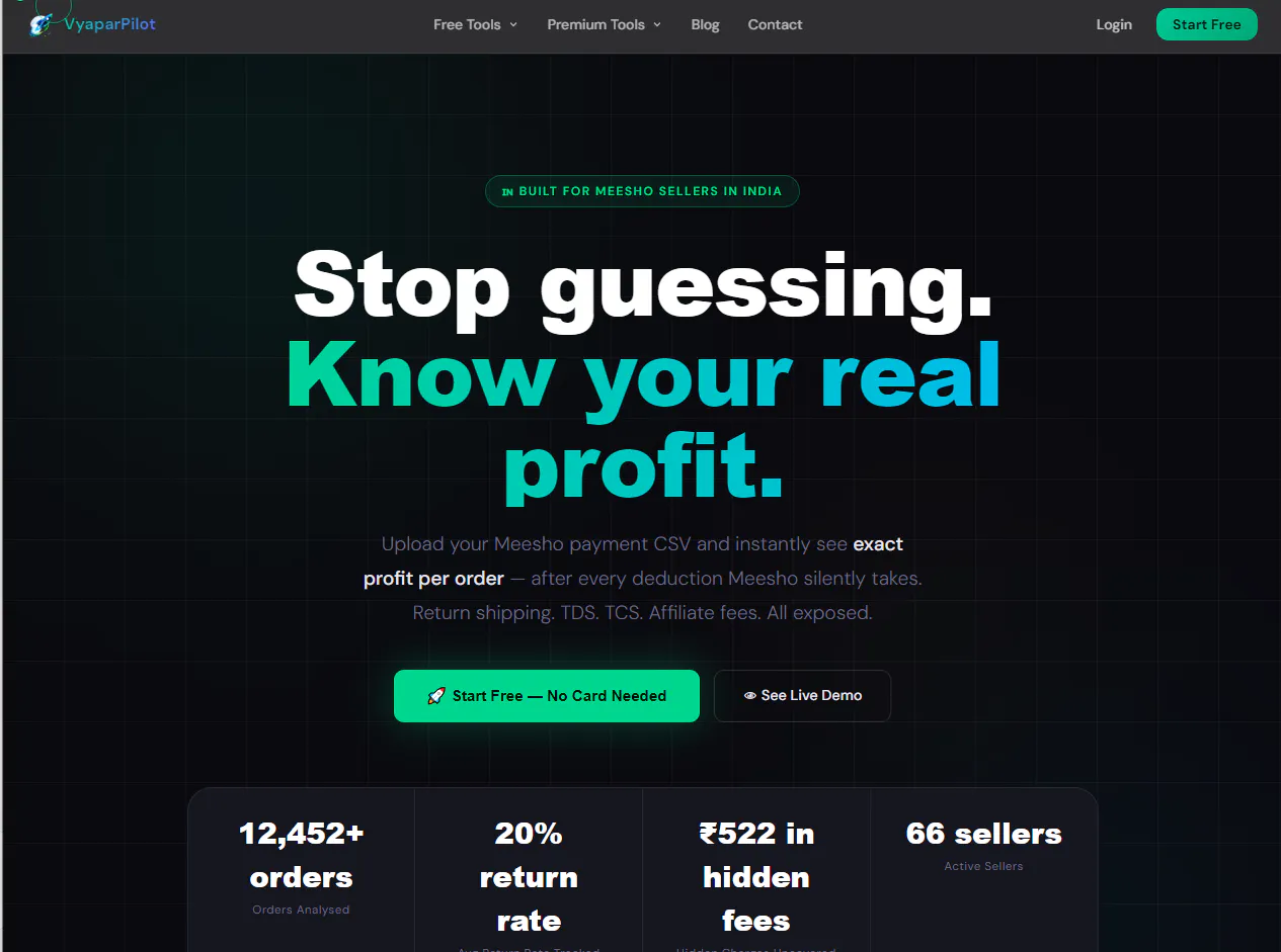 VyaparPilot — Meesho Profit Intelligence product banner