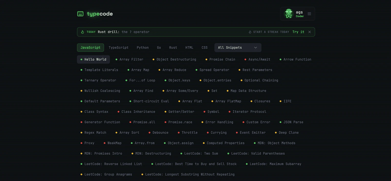 typecode — Learn to Code by Typing screenshot 2