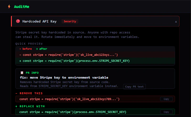AuditMe — Ship Code That Doesn't Break screenshot 3