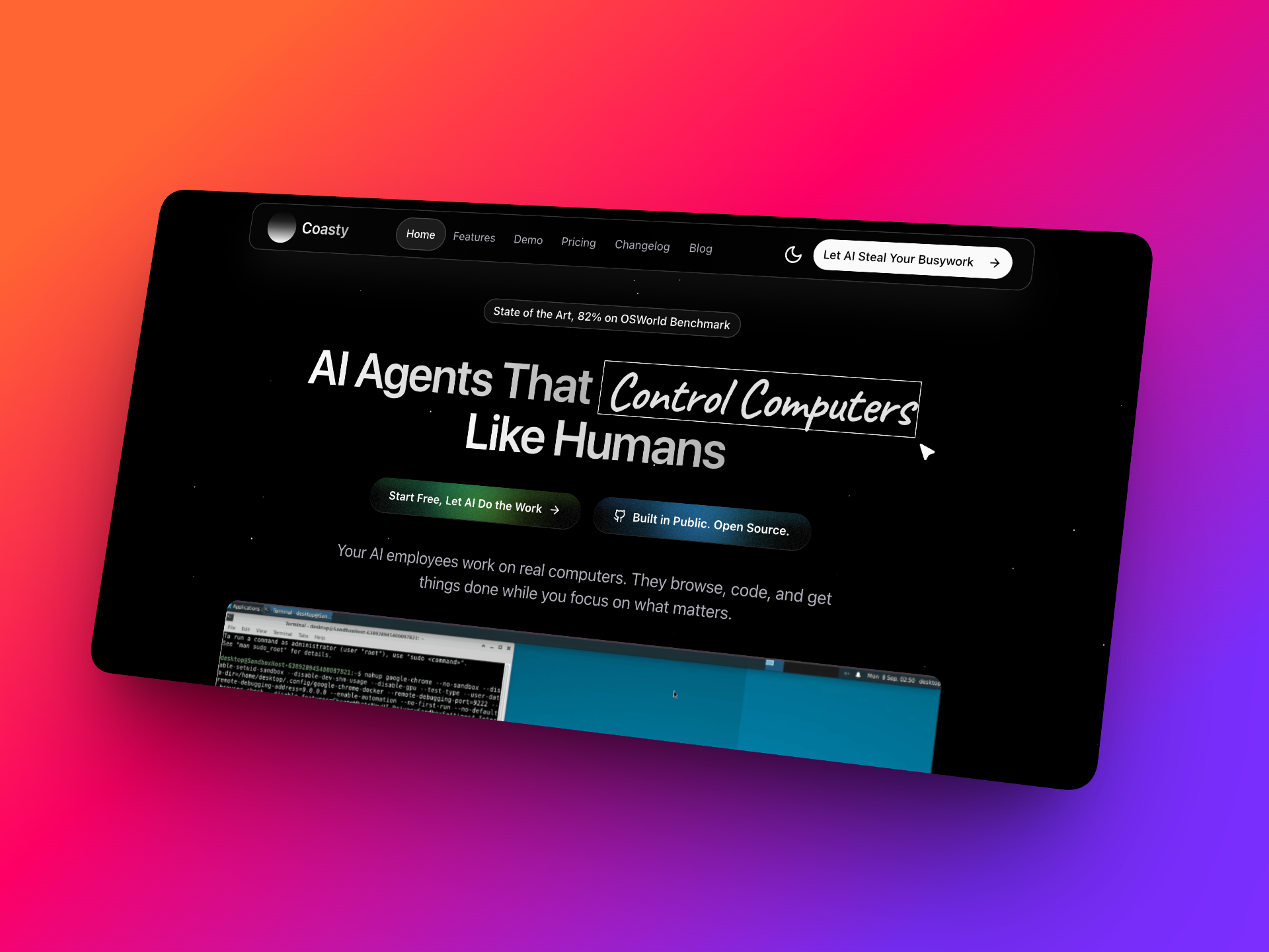 Coasty - Main product screenshot demonstrating key features and user interface
