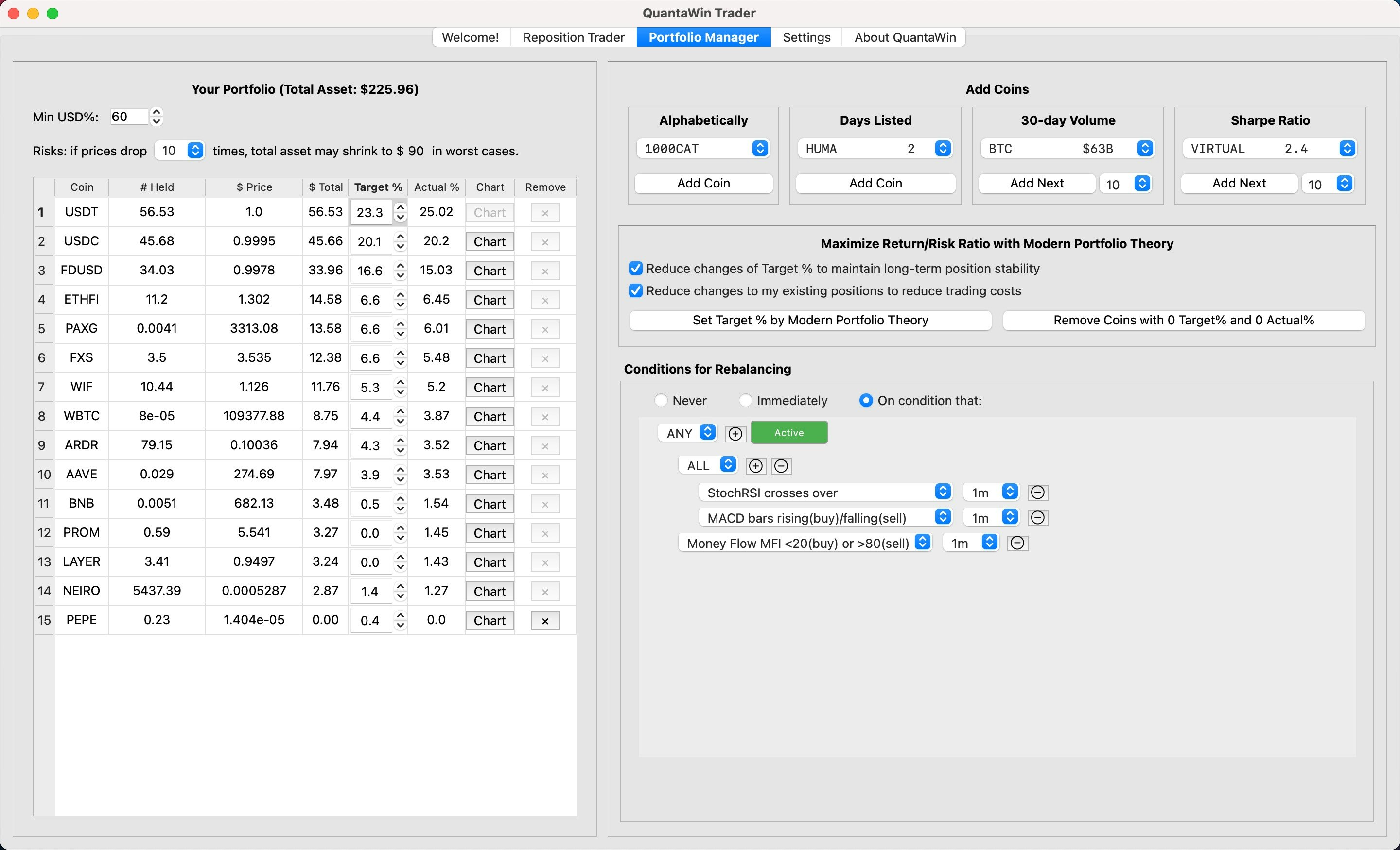 Média Trader Quantawin - Portefeuilles intelligents de crypto, avec les mathématiques, profit de la volatilité 3