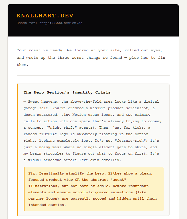 knallhart.dev - Brutally honest feedback gallery image