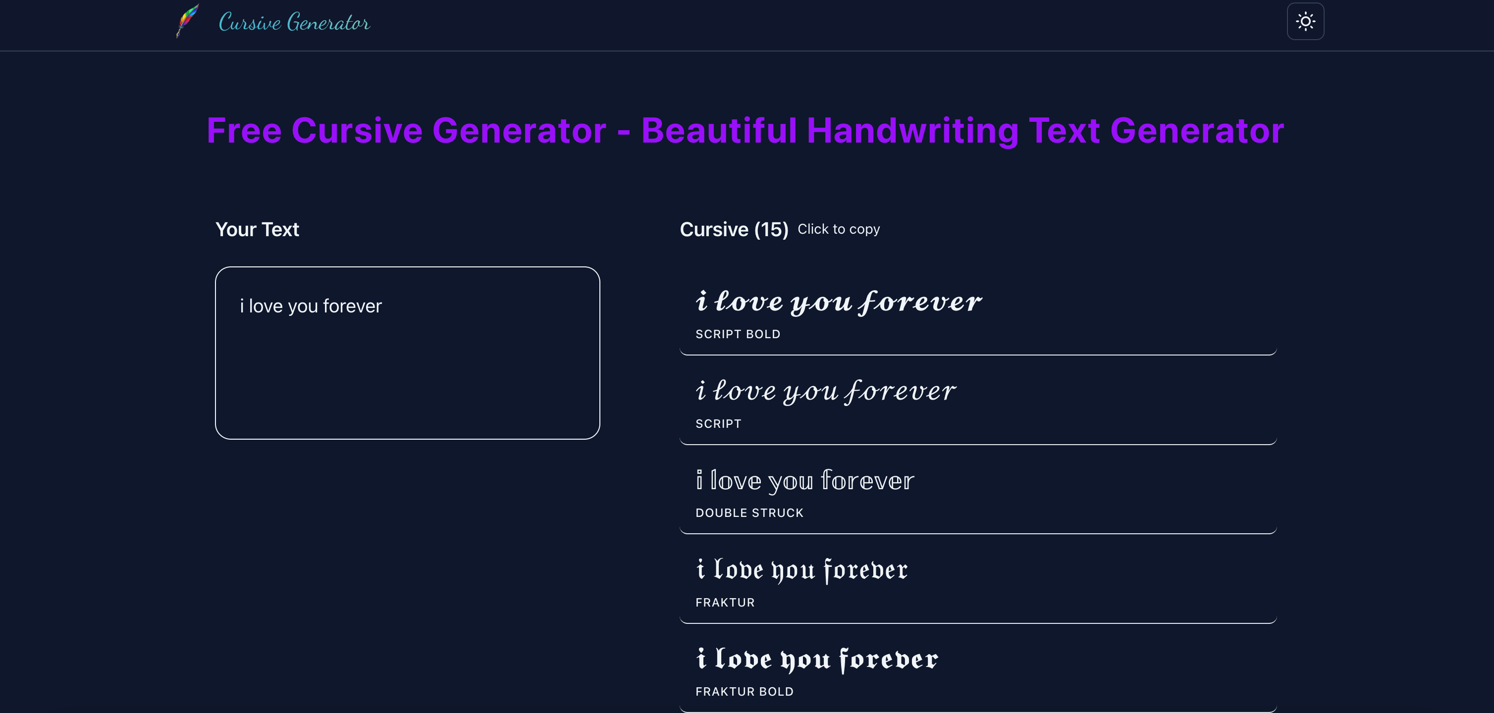 Cursive Generator - Screenshot 3 showing product features and functionality