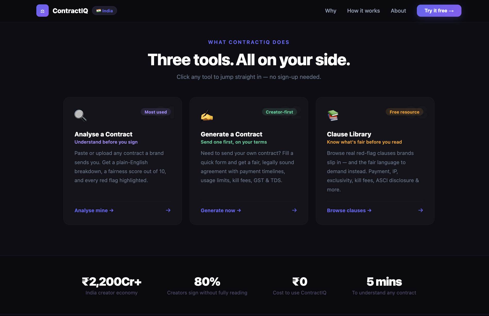 ContractIQ — Beta - Main product screenshot demonstrating key features and user interface