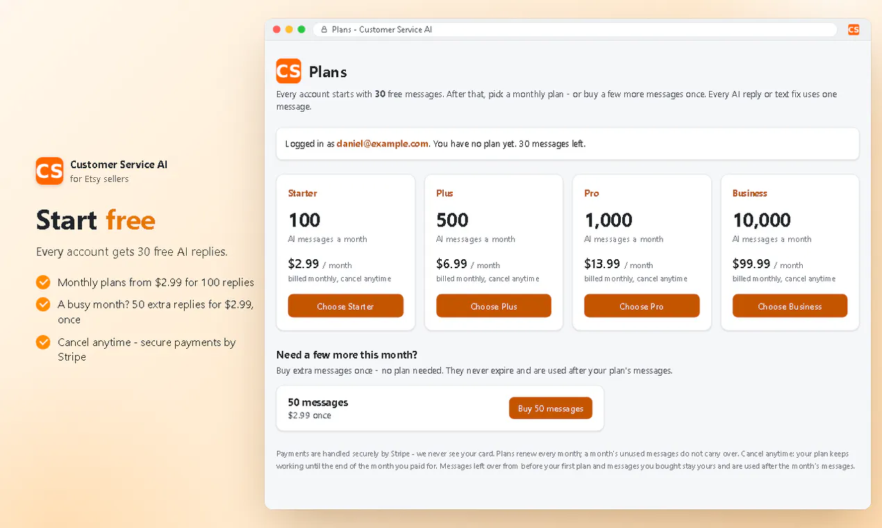 Customer Service AI for Etsy gallery image
