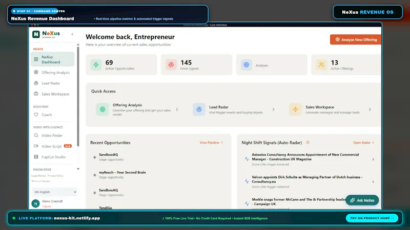 NeXus Revenue OS screenshot 2