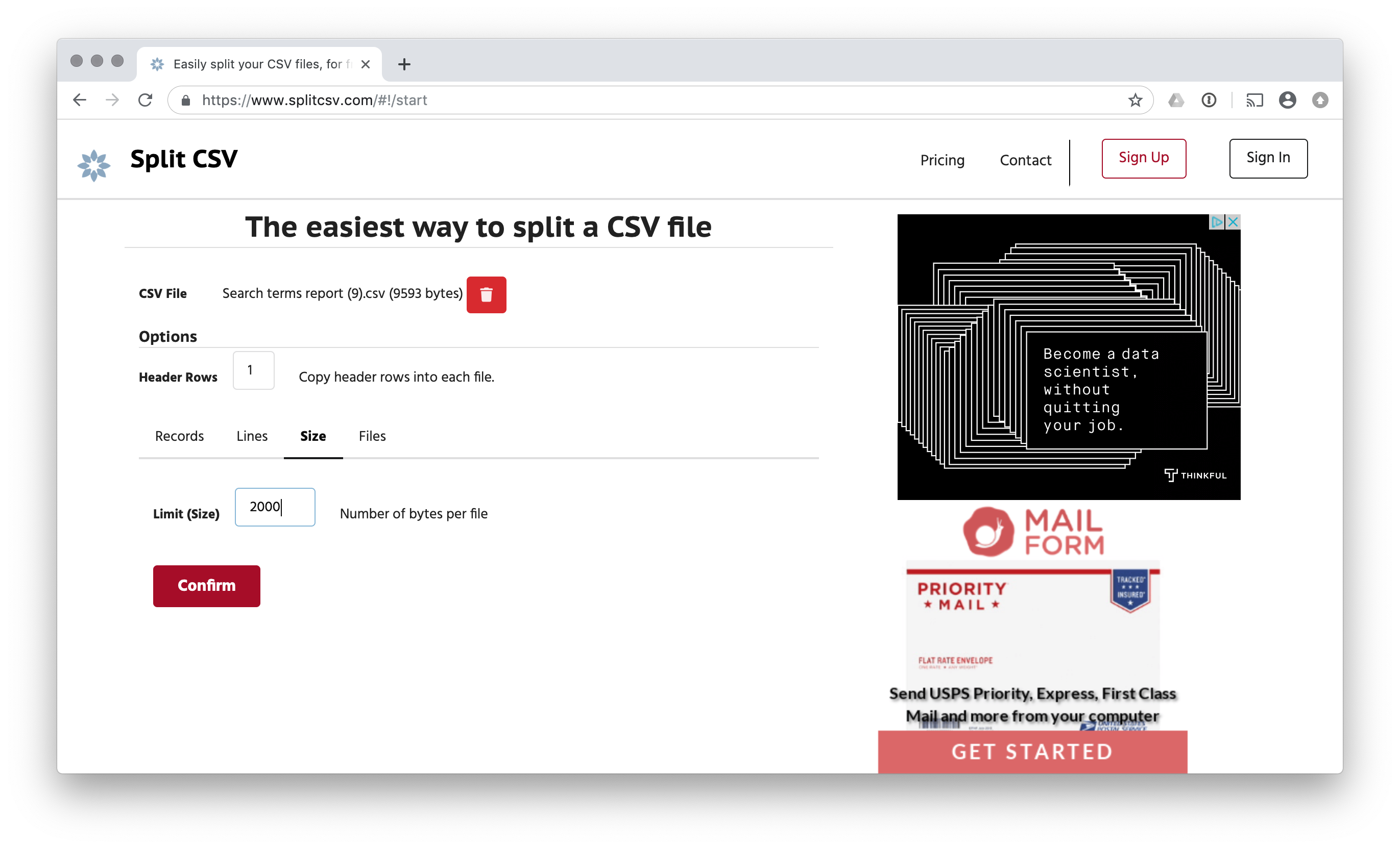 Split CSV gallery image