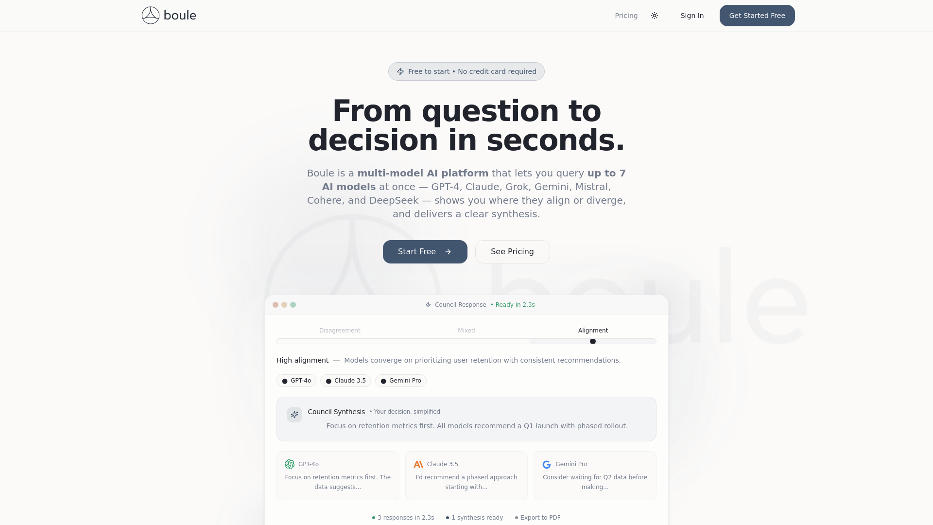 Boule.ai - Main product screenshot demonstrating key features and user interface