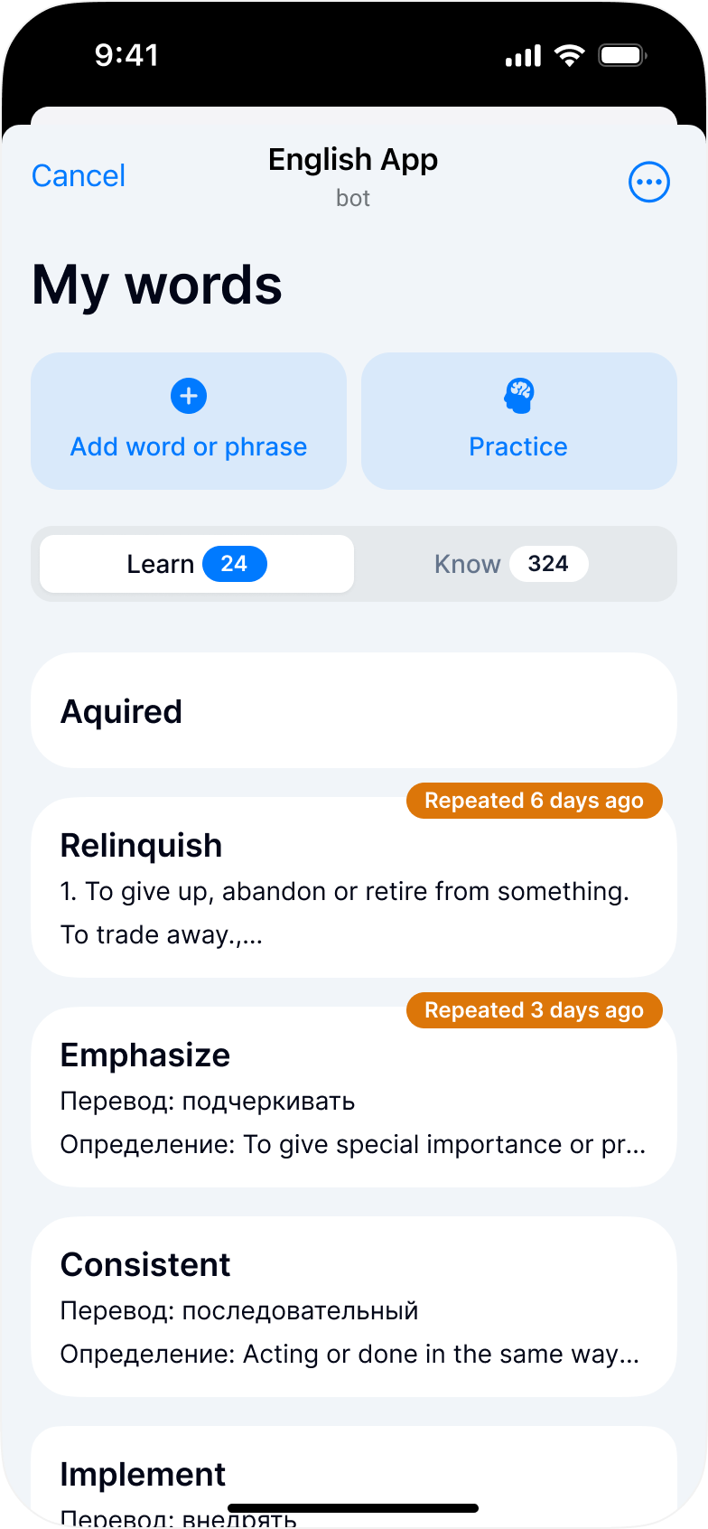 Média Bot de vocabulaire anglais - Telegram Mini App pour économiser, pratiquer les mots anglais 1