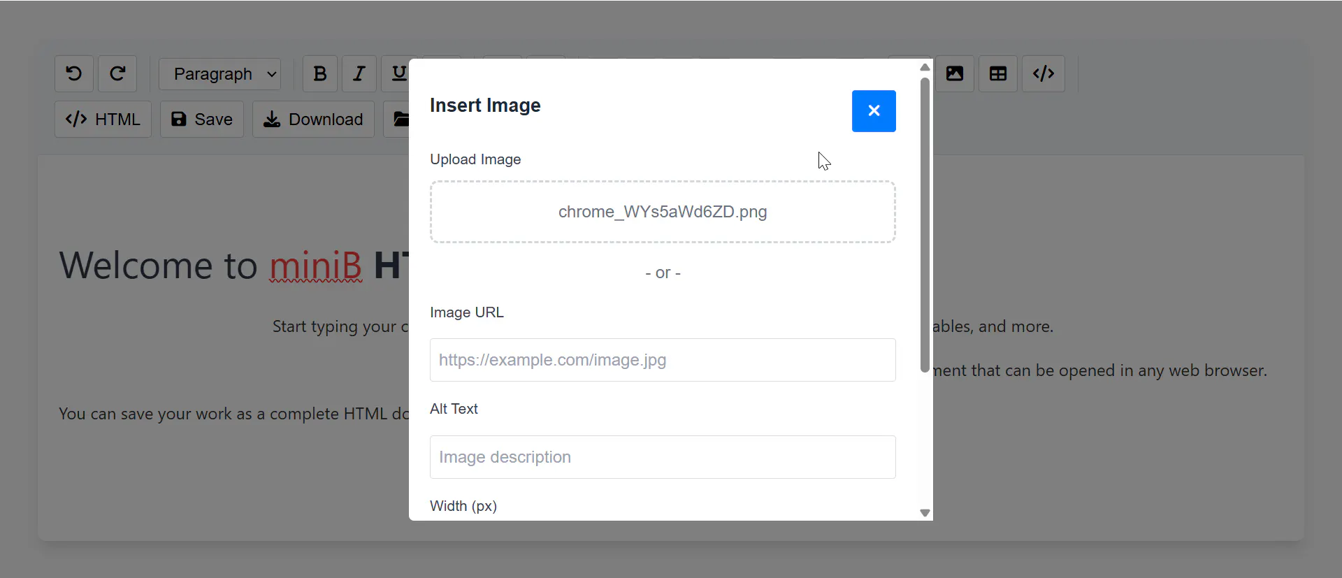 miniB HTML editor gallery image