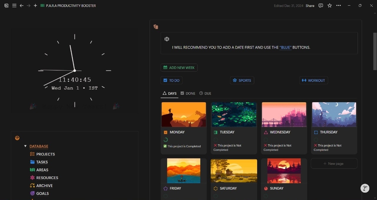 P.A.R.A productivity dashboard  gallery image