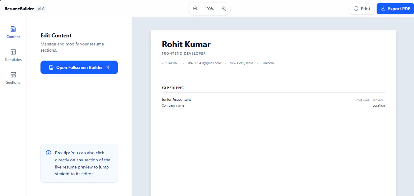 ResumeBuilder gallery image