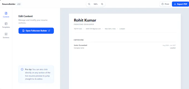 ResumeBuilder screenshot 3