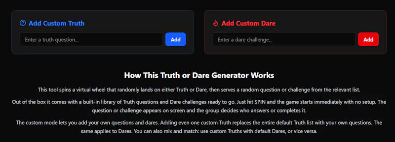 Truth or Dare Generator screenshot 2