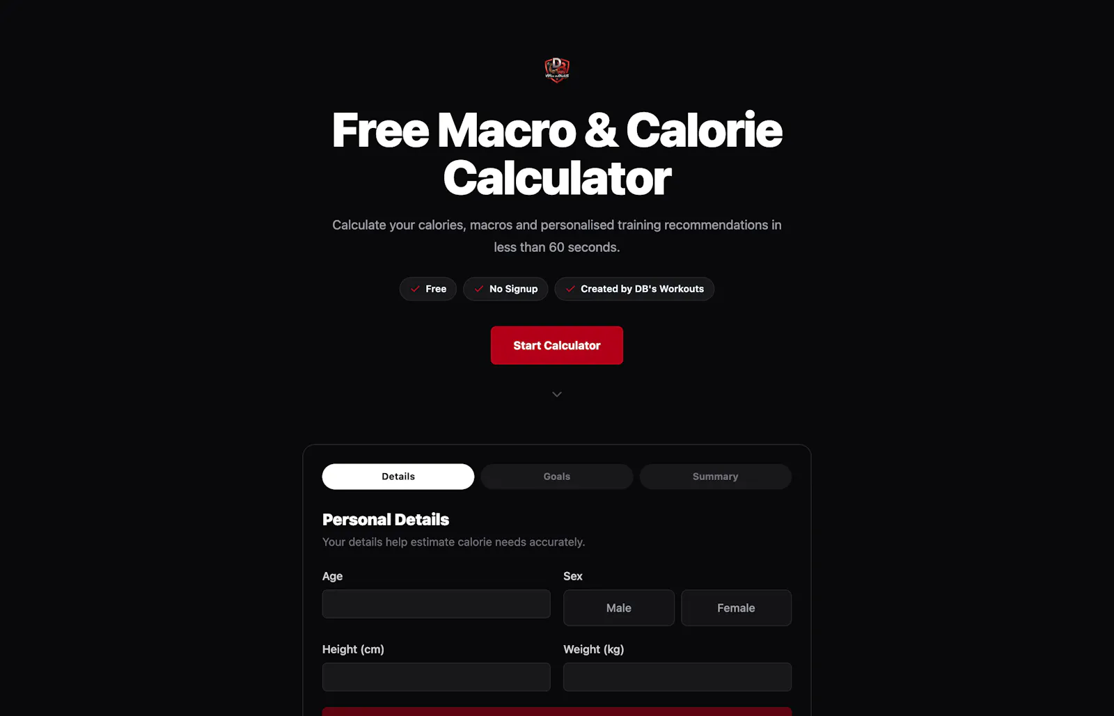DB's Workouts Fitness Tools Hub screenshot 2