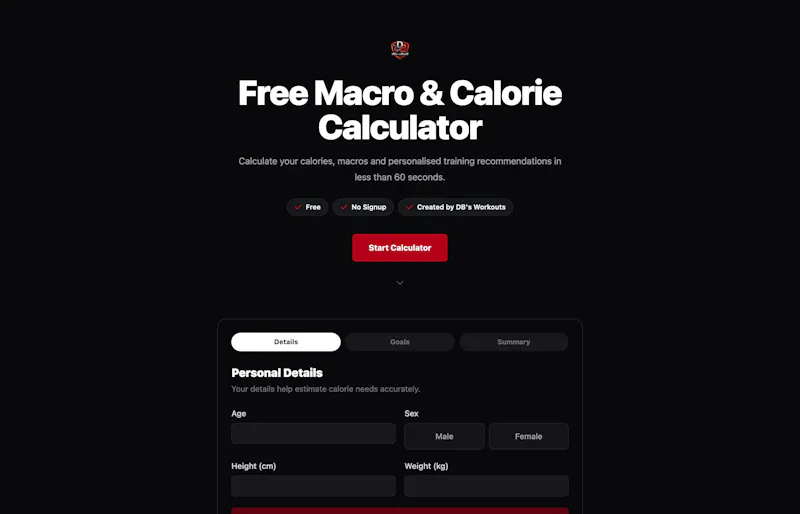 DB's Workouts Fitness Tools Hub screenshot 2