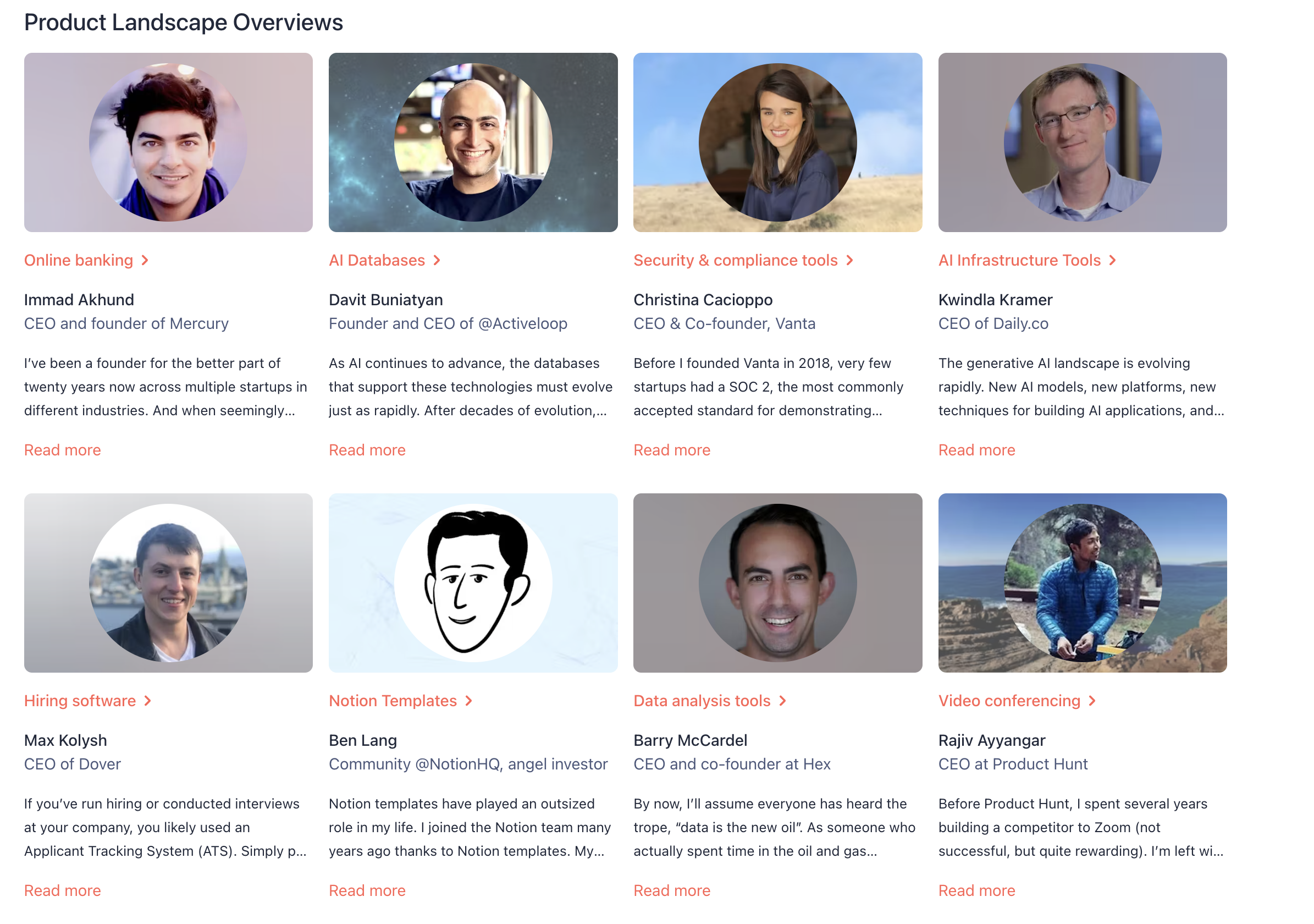 startuptile Product Landscapes-Category overviews written by top founders