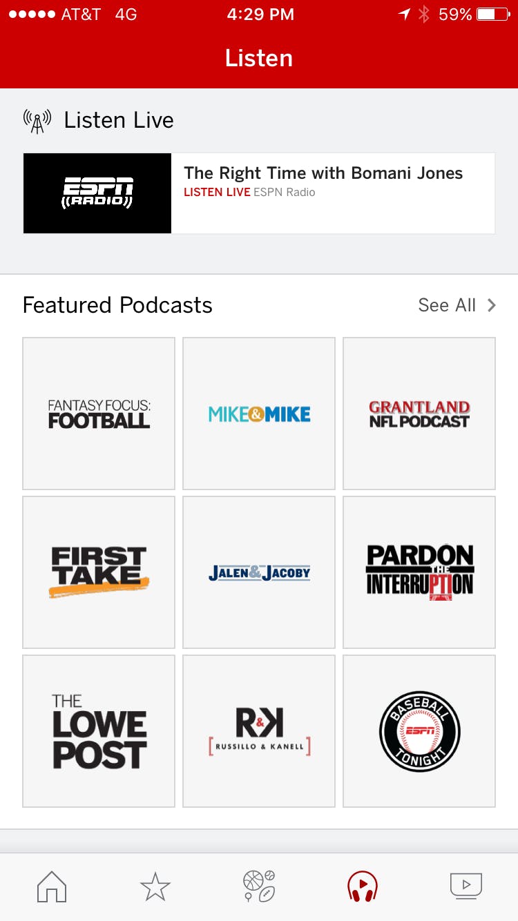 Podcasts in the ESPN App media 1