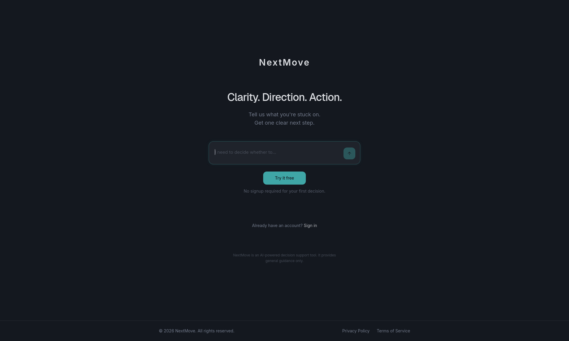 NextMove - Main product screenshot demonstrating key features and user interface